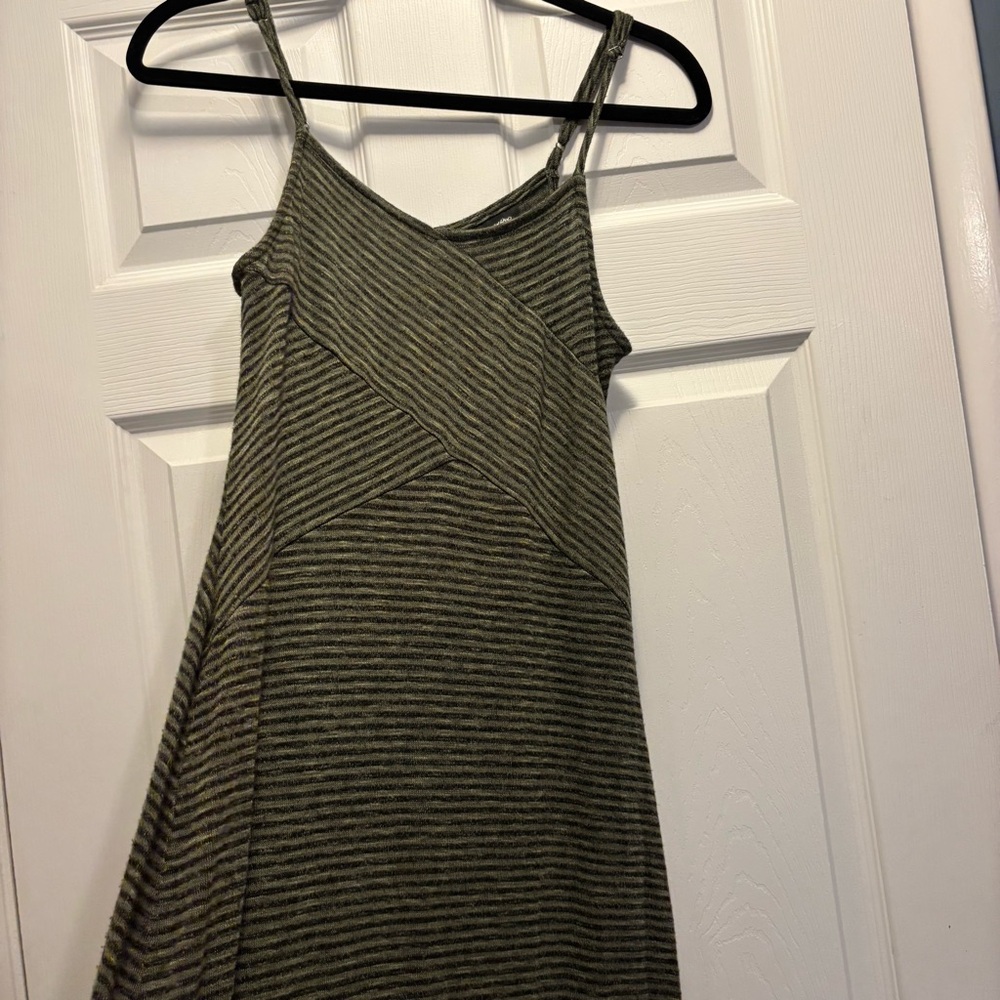 Whimsigoth Hunter Green Striped Maxi Dress